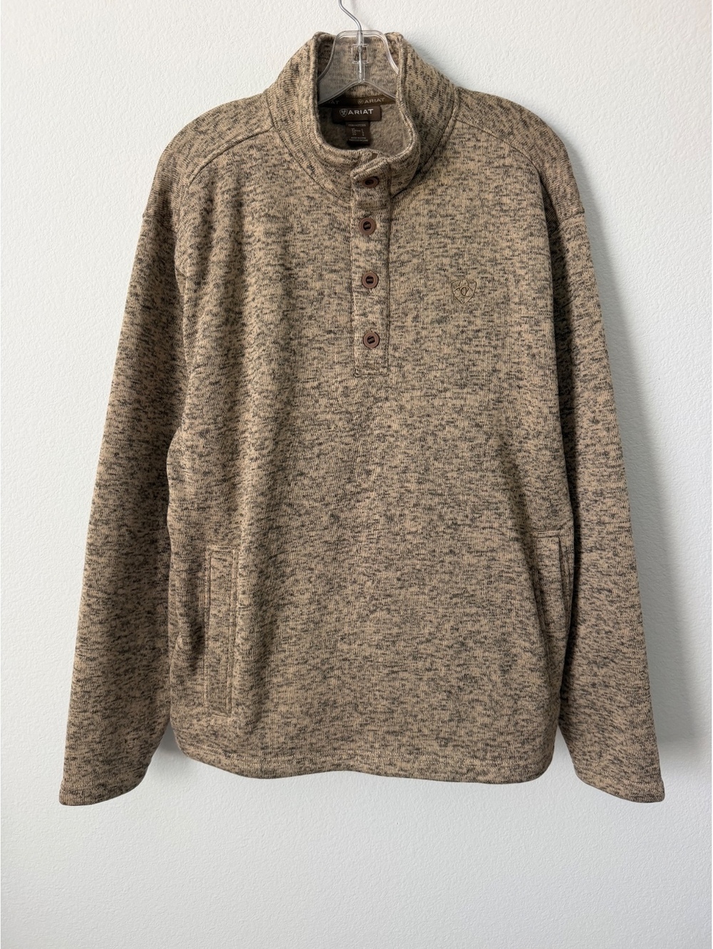 ARIAT Long Sleeve Mock Neck 1/4 Button Fleece Pullover Sweater Men's Size L
